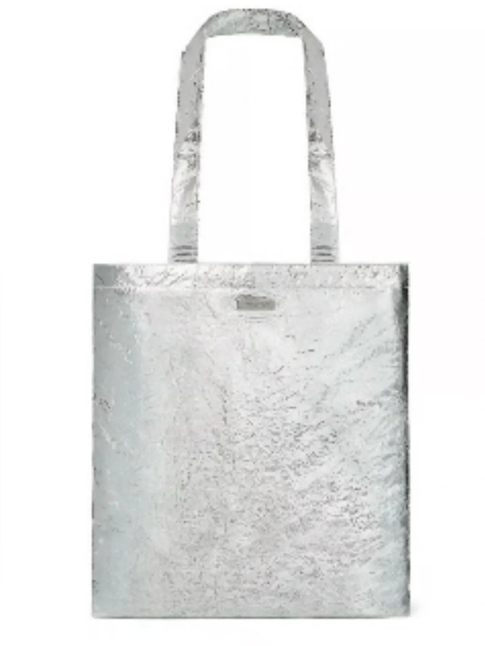 Like new! Tory Burch beauty tote bag purse metallic silver